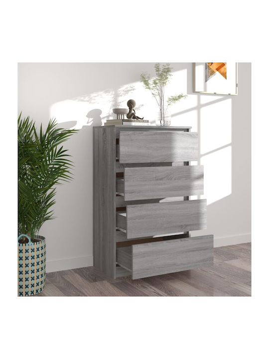 Wooden Chest of Drawers with 4 Drawers Grey Sonoma 60x35x98.5cm