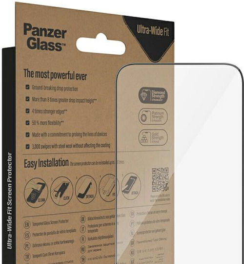 PanzerGlass Ultra-Wide Fit with Easy Aligner Антибактериален Закалено стъкло за цялото лице Черен (iPhone 14 Pro Max)