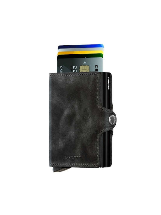 Secrid Twinwallet Vintage Men's Leather Card Wallet with RFID και Slide Mechanism Water Black