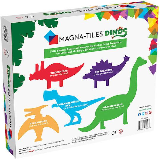 Magna-Tiles Μαγνητικό Παιχνίδι Κατασκευών Δεινόσαυροι για Παιδιά 3+ Ετών