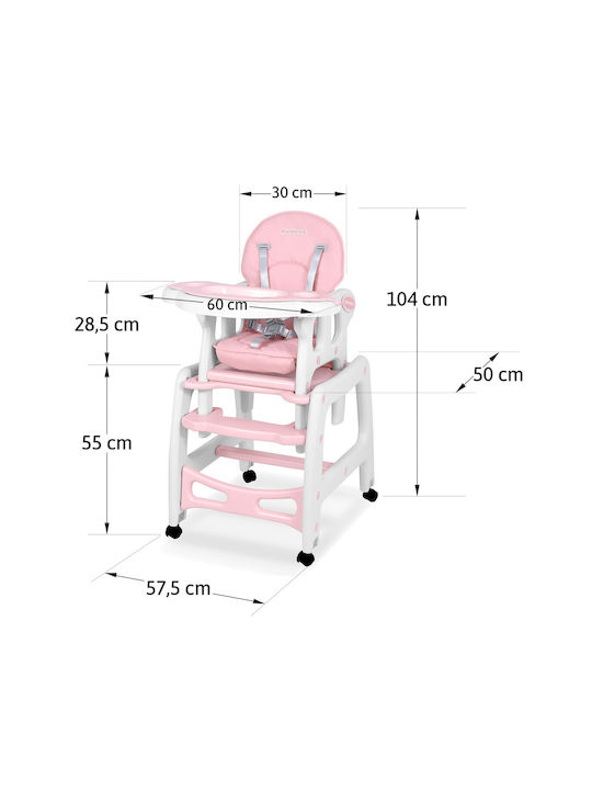 Ricokids Sinco Baby Highchair 5 in 1 with Adjustable Height Pink