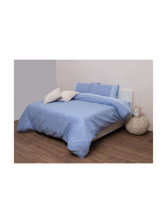 Viopros Σετ Σεντόνια Μονά Βαμβακερά Μπλε 160x260cm 3τμχ