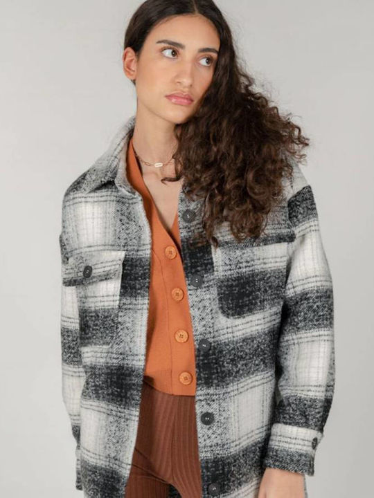 Γυναικείο Καρό Γκρι Overshirt