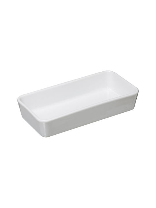Atmosphera Platou pentru aperitive 2 sloturi cu Suport din Porțelan Albă L10.5xl28xH4.3cm 2buc
