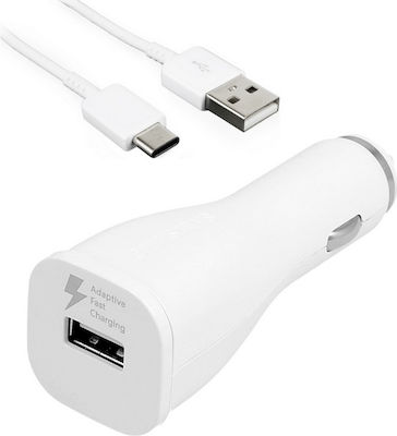 Samsung Car Charger White Total Intensity 2A Fast Charging with a Port USB with Cable Type-C