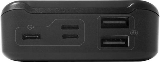 Devia EP111 Power Bank 20000mAh mit 2 USB-A Anschlüssen und USB-C Anschluss Schwarz