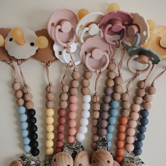 Mushie Pacifiers Accessories Clip with Beads Wooden Brown