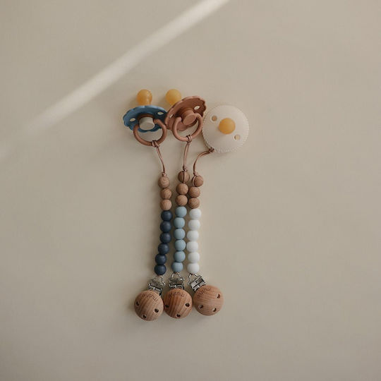 Mushie Eva Pacifier Clip with Silicone Beads Black