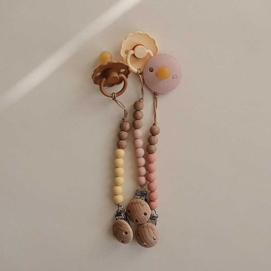 Mushie Eva Pacifier Clip with Silicone Beads Black
