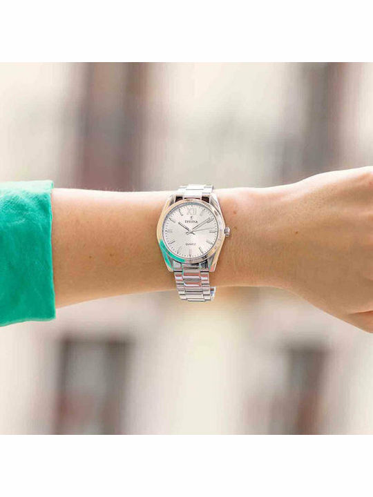 Festina Womens Watch 39mm Battery With Silver Steel Bracelet