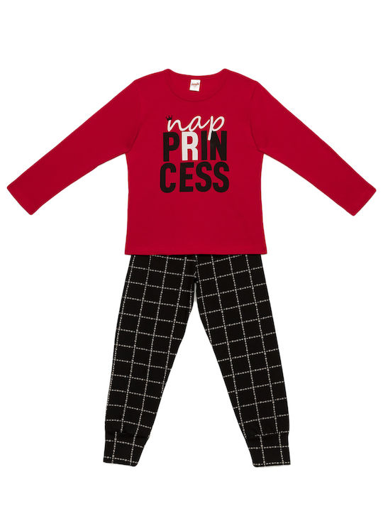 Minerva Set Top & Bottom Kids Winter Cotton Pyjamas Red