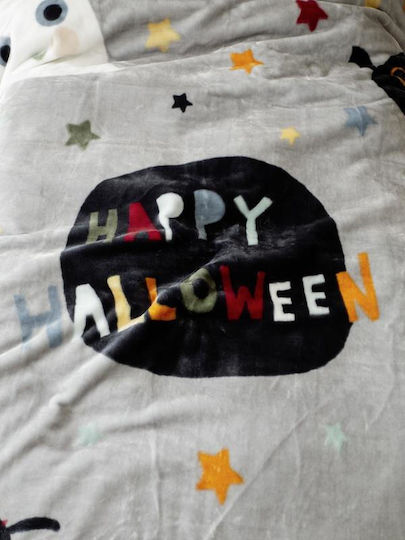 Nima Velvet Kids Blanket Happy Halloween Gray 160x220cm Nima Velvet Kids Blanket Happy Halloween Gray 160x220cm