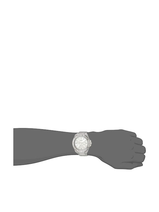Guess Zeus Damen Uhr Chronograph mit Silber Metallarmband