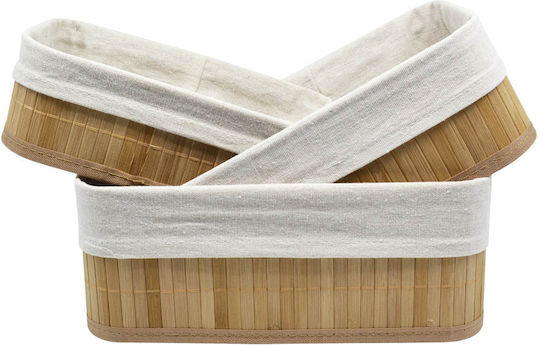 Ankor Καλάθι Αποθήκευσης Bamboo Μπεζ 3τμχ