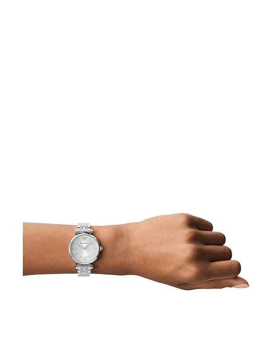 Emporio Armani Gianni T-Bar Γυναικείο Ρολόι 32mm Μπαταρίας με Ασημί Μεταλλικό Μπρασελέ