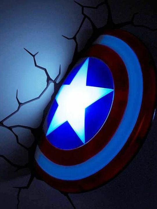 3DLightFX Kids Wall Light Led Plastic Captain America