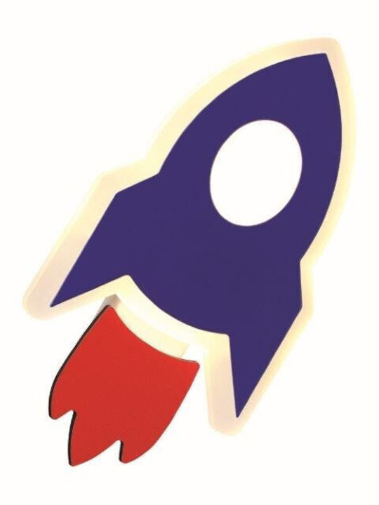 Aca Led Kids Wall Light Nasa Red