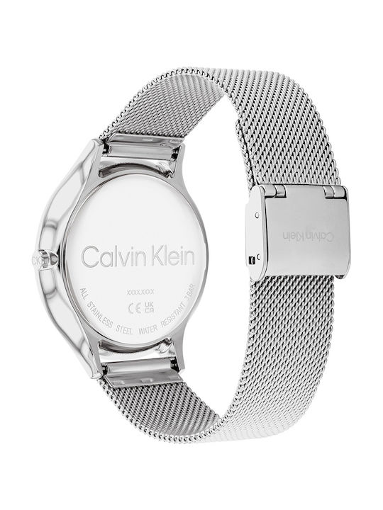 Calvin Klein Timeless Γυναικείο Ρολόι 38mm Μπαταρίας με Ασημί Μεταλλικό Μπρασελέ