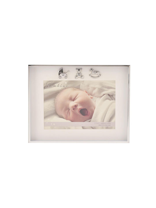 Bambino Mio Παιδική Κορνίζα Επάργυρη Λευκή 18x13cm
