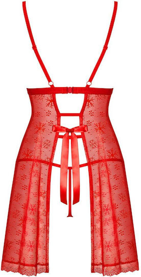 Obsessive Claussica Sexy Σετ με Ρόμπα Babydoll & String Red