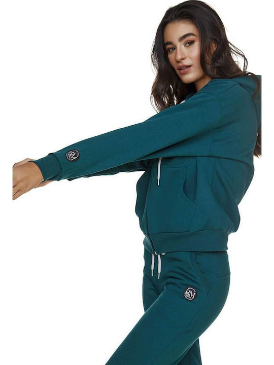 Women's Sweatshirt Jacket Hooded Petrol
