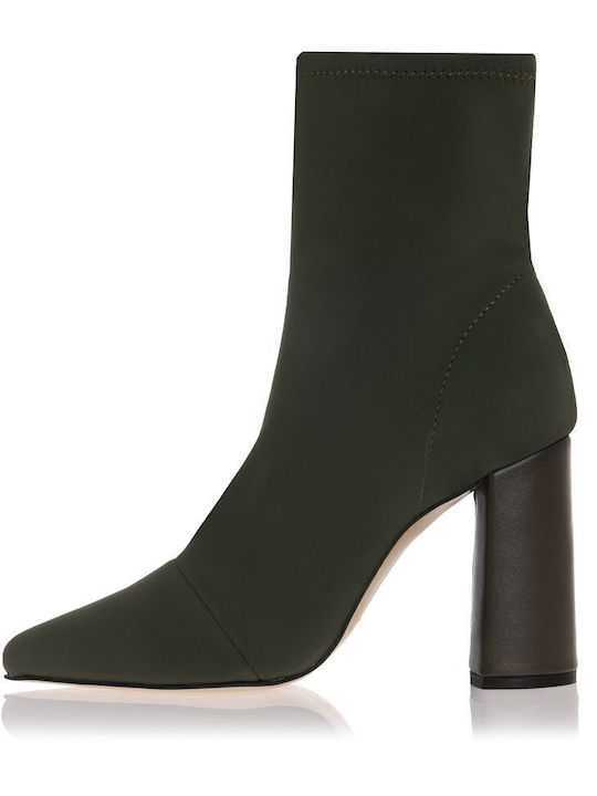Women's Ankle Boots with High Heel Khaki