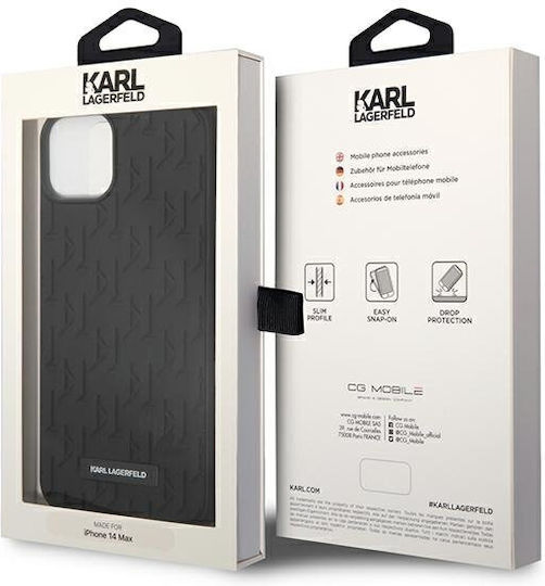 Karl Lagerfeld 3D Monogram Umschlag Rückseite Silikon Schwarz (iPhone 14 Plus)