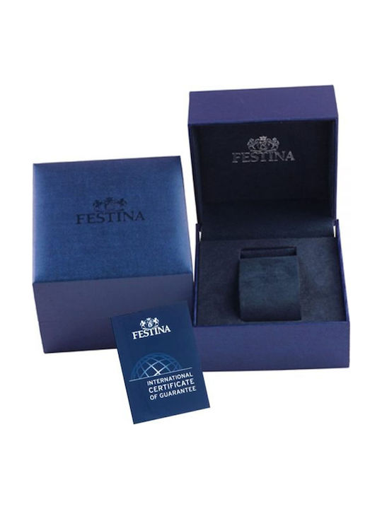 Festina Ανδρικό Ρολόι 43.5mm Χρονογράφος Μπαταρίας με Καφέ Δερμάτινο Λουράκι