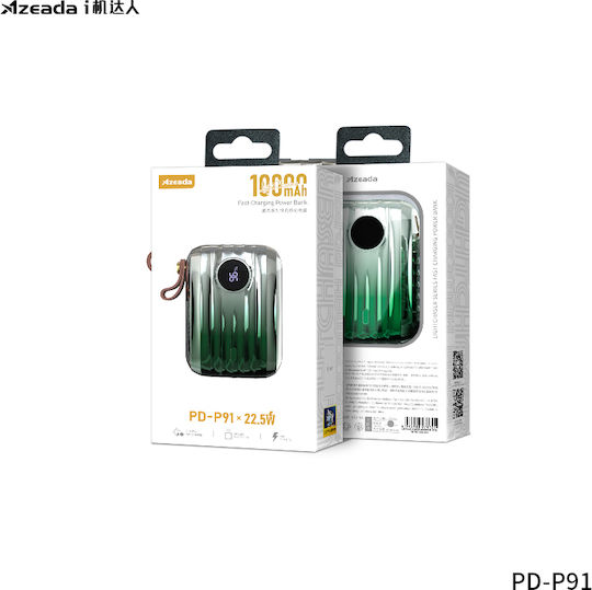 Proda PD-P91 Power Bank 10000mAh 22.5W with USB-A Port and USB-C Port Green
