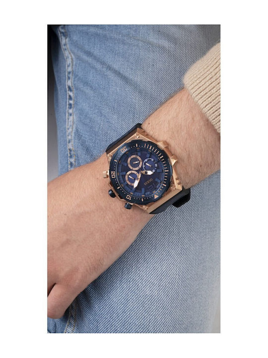 Guess Men's Watch 48mm Chronograph Battery with Blue Leather Strap