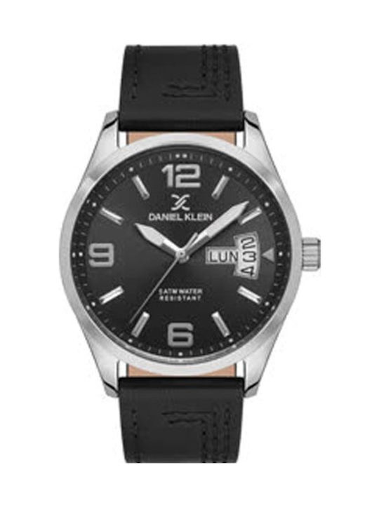 Daniel Klein Watch Battery with Black Leather Strap