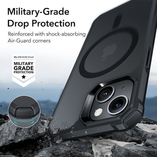 ESR Air Armor Halolock Magsafe Задна корица Пластмаса / Силикон Frosted Black (iPhone 14 Plus)