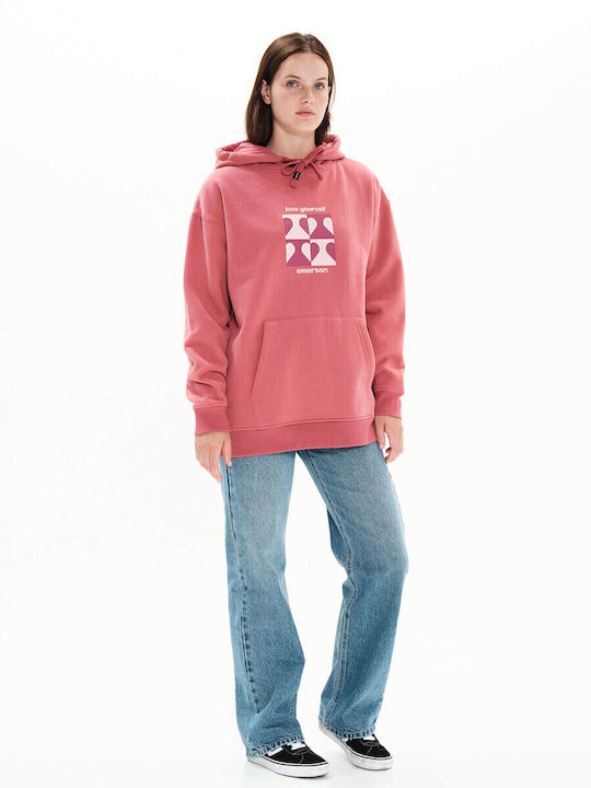 Women's Sweatshirt Hooded Coral Rose
