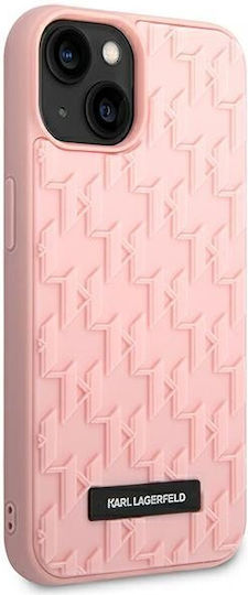 Karl Lagerfeld 3D Monogram Umschlag Rückseite Silikon Rosa (iPhone 14 Plus)