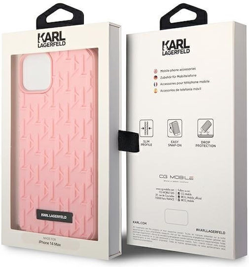 Karl Lagerfeld 3D Monogram Umschlag Rückseite Silikon Rosa (iPhone 14 Plus)