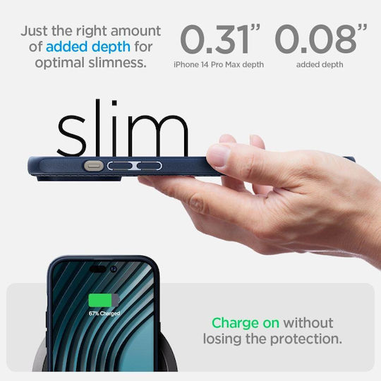 Spigen Mag Armor Back Cover Silicon Albastru marin (iPhone 14 Pro Max)