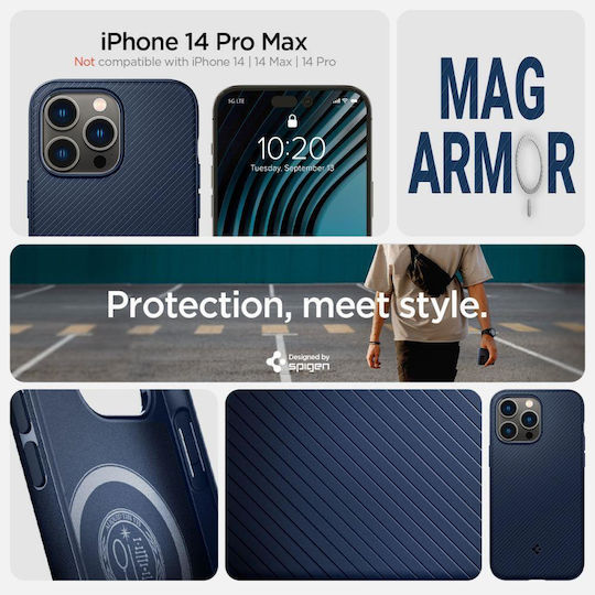 Spigen Mag Armor Back Cover Silicon Albastru marin (iPhone 14 Pro Max)