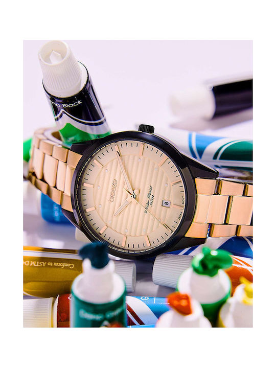 Breeze Retraux Watch with Pink Gold Metal Bracelet