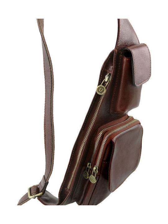Crossover Leder Herrentasche Sling Schwarz