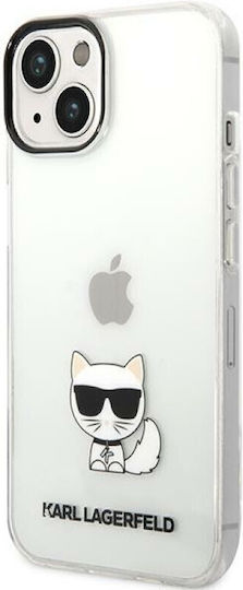 Karl Lagerfeld Choupette Umschlag Rückseite Kunststoff Transparent (iPhone 14 Plus)