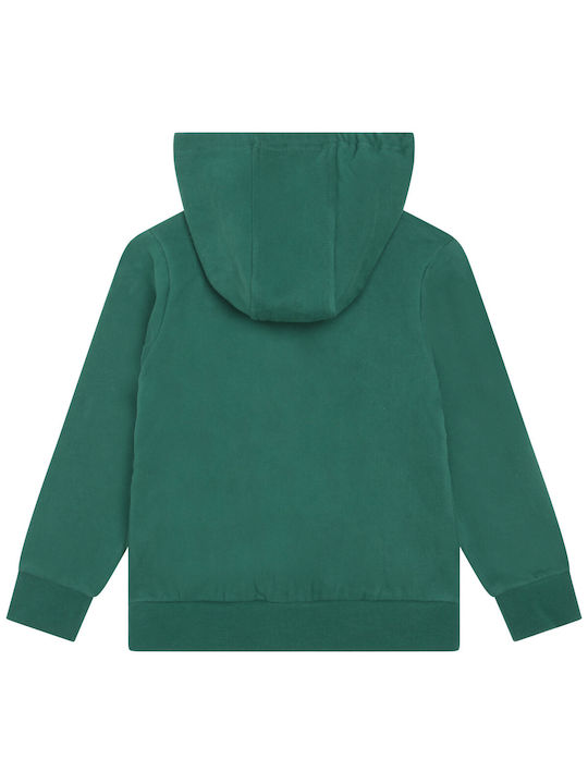 Timberland Boys Cotton Hooded Sweatshirt with Zipper Green