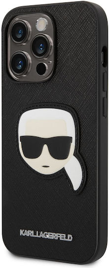 Karl Lagerfeld Saffiano Karl`s Head Patch Back Cover Silicone Black (iPhone 14 Pro Max) KLHCP14XSAPKHK