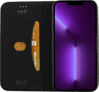 Idol 1991 Elite Anti-RFID Synthetic Leather Book Black (iPhone 14 Pro)