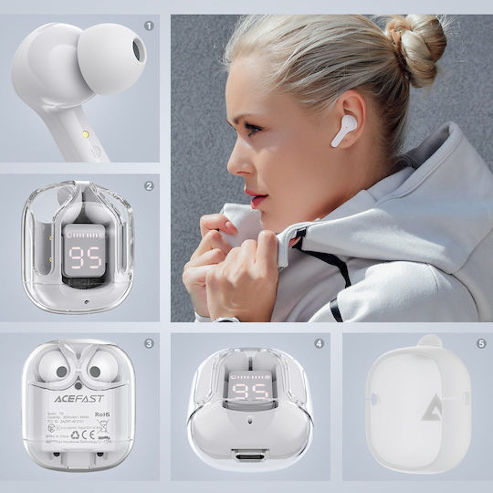 Acefast T6 In-ear Bluetooth Handsfree Căști cu Rezistență la Transpirație și Carcasă de Încărcare Modern Gray