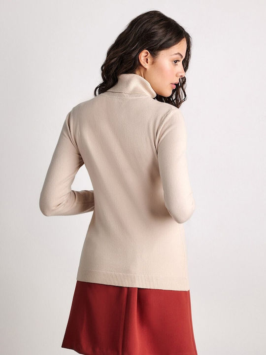 Forel Women's Long Sleeve Sweater Turtleneck Beige