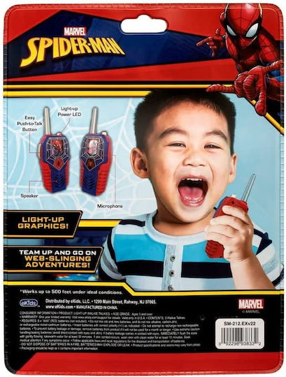 eKids Spiderman Walkie Talkies Μπλε-Κόκκινο για 3+ Ετών 2τμχ