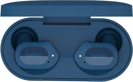Belkin Soundform Play True In-ear Bluetooth Handsfree Ακουστικά με Αντοχή στον Ιδρώτα και Θήκη Φόρτισης Μπλε