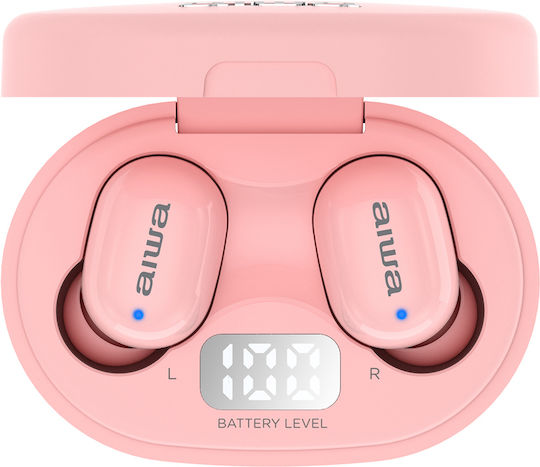 Aiwa EBTW-150 In-Ear Bluetooth-Freisprecheinrichtung Kopfhörer mit Schweißresistenz und Ladeetui Rosa