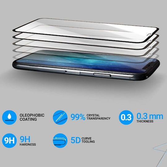 Roar 5D Vollkleber Vollflächig gehärtetes Glas Schwarz (Galaxy S22+ 5G)