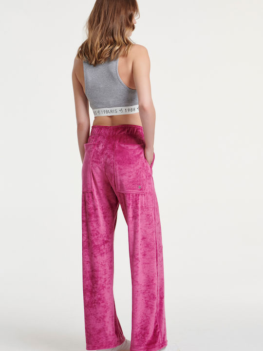 SugarFree Hohe Taille Damen-Sweatpants Fuchsie Samt